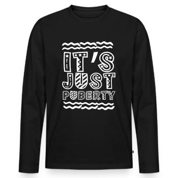 C’est juste des dictons d’adultes adolescents de puberté - T-shirt manches longues Premium bio Homme - noir - Devant - Nico (187cm)