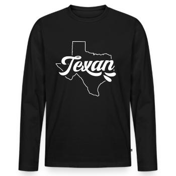 Texaner Texanisch Texas Stolz Sprüche - Männer Premium Bio Langarmshirt - Schwarz - Vorne - Nico (187cm)