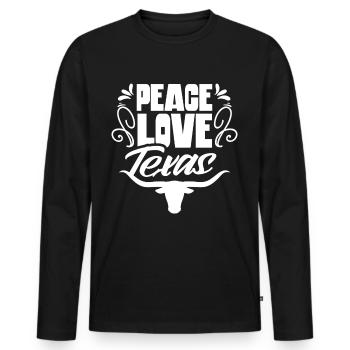 Peace Love Texas Texan Pride Texans - Men's Premium Organic Long Sleeve Shirt - black - Front - Nico (187cm)