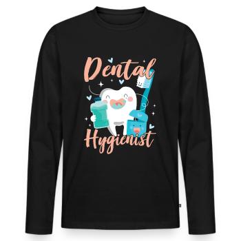 Hygiénistes dentaires Hygiène dentaire Équipe dentaire - T-shirt manches longues Premium bio Homme - noir - Devant - Nico (187cm)