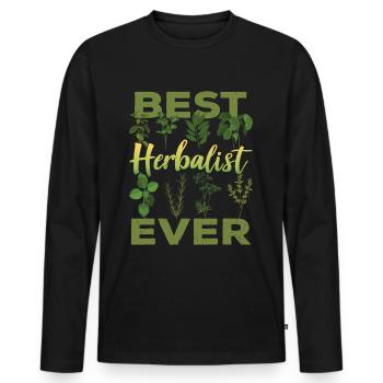 Meilleur spécialiste des herbes Jamais Herbes - T-shirt manches longues Premium bio Homme - noir - Devant - Nico (187cm)