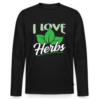 J’aime les herbes herbes herbes de jardin - T-shirt manches longues Premium bio Homme - noir - Devant - Nico (187cm)