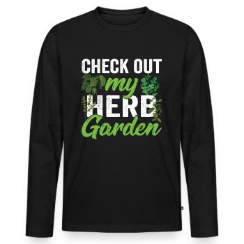 Voir mon jardin d’herbes aromatiques Herbes - T-shirt manches longues Premium bio Homme - noir - Devant - Nico (187cm)