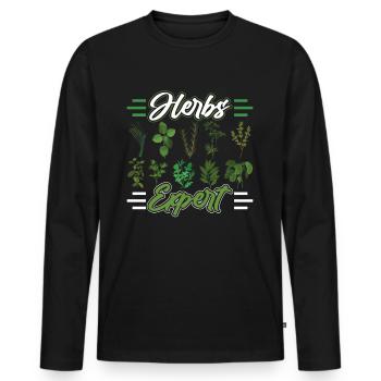 Herb Expert Herb Herb Herbes du jardin - T-shirt manches longues Premium bio Homme - noir - Devant - Nico (187cm)