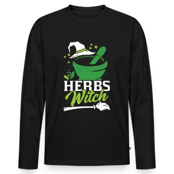Herbe Sorcière Herbe Jardin Herbe Herbe - T-shirt manches longues Premium bio Homme - noir - Devant - Nico (187cm)
