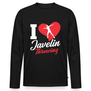 J’aime lancer de javelot Lancer de javelot Lancer de javelot - T-shirt manches longues Premium bio Homme - noir - Devant - Nico (187cm)