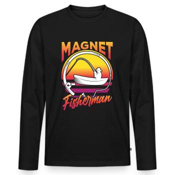 Pêche à l’aimant Pêche à l’aimant Pêche à l’aimant - T-shirt manches longues Premium bio Homme - noir - Devant - Nico (187cm)