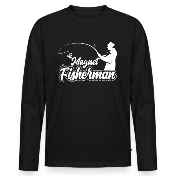 Pêche à l’aimant Pêche à l’aimant Pêche à l’aimant - T-shirt manches longues Premium bio Homme - noir - Devant - Nico (187cm)