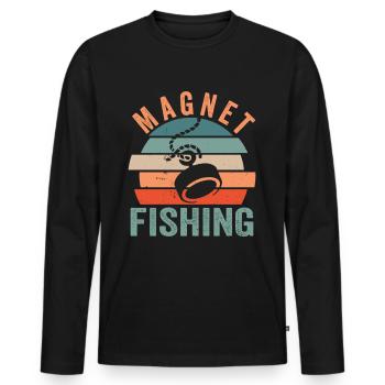 Aimant Pêche Aimant Fisher Magnet - T-shirt manches longues Premium bio Homme - noir - Devant - Nico (187cm)