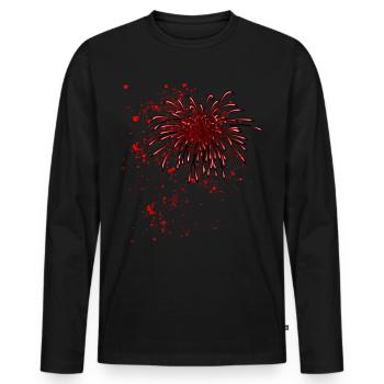 Feux d’artifice,Fusées,Étoiles,Réveillon du Nouvel An,Graffiti,Rouge - T-shirt manches longues Premium bio Homme - noir - Devant - Nico (187cm)