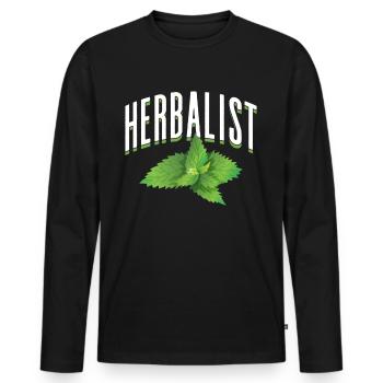 Herboriste Herbes Herbe Jardin Herbe - T-shirt manches longues Premium bio Homme - noir - Devant - Nico (187cm)