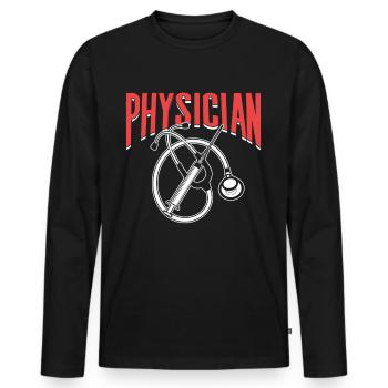 Arzt Medizin Doktor Beruf Mediziner - Männer Premium Bio Langarmshirt - Schwarz - Vorne - Nico (187cm)