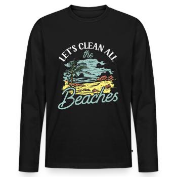 Let's clean up all beaches Beach Clean Up - Men's Premium Organic Long Sleeve Shirt - black - Front - Nico (187cm)