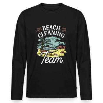Équipe de nettoyage de plage Nettoyage de plage Plage - T-shirt manches longues Premium bio Homme - noir - Devant - Nico (187cm)