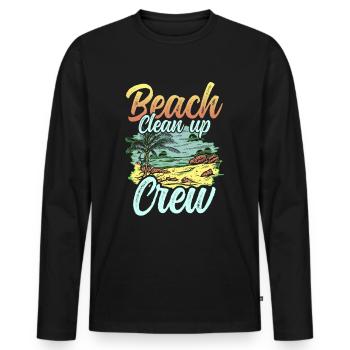 Équipe de nettoyage de plage Nettoyage de plage Plage - T-shirt manches longues Premium bio Homme - noir - Devant - Nico (187cm)