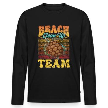 Équipe de nettoyage de plage Nettoyage de plage - T-shirt manches longues Premium bio Homme - noir - Devant - Nico (187cm)