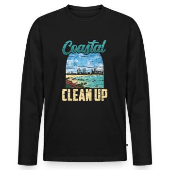Coastal Cleanup Beach Clean Up Beach - Men's Premium Organic Long Sleeve Shirt - black - Front - Nico (187cm)