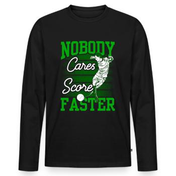 Niemand Kümmert Es Schieß Tore Schneller Fußball - Männer Premium Bio Langarmshirt - Schwarz - Vorne - Nico (187cm)