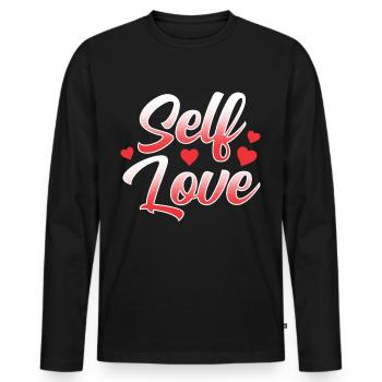 Self-love Sweet Positive Self-love - Men's Premium Organic Long Sleeve Shirt - black - Front - Nico (187cm)