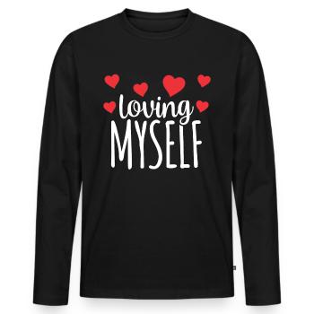 I love myself self-love self-love sweet - Men's Premium Organic Long Sleeve Shirt - black - Front - Nico (187cm)