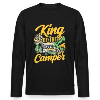 König Der Camper Campen Camping Campingplatz Camp - Männer Premium Bio Langarmshirt - Schwarz - Vorne - Nico (187cm)