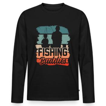 Amis de la pêche Ami de la pêche Ami de la pêche - T-shirt manches longues Premium bio Homme - noir - Devant - Nico (187cm)