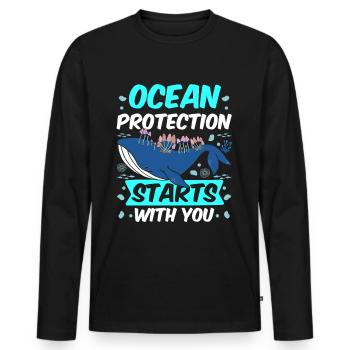 La protection des mers commence avec vous mer mer - T-shirt manches longues Premium bio Homme - noir - Devant - Nico (187cm)