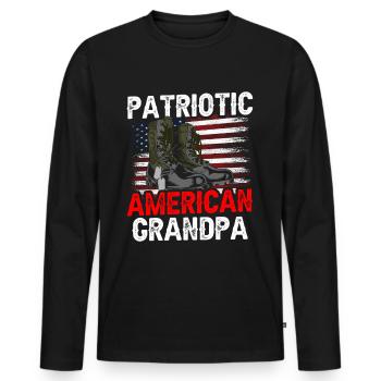 Patriotic American Grandfather US Patriot - Men's Premium Organic Long Sleeve Shirt - black - Front - Nico (187cm)