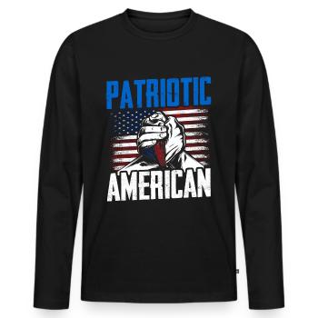 Patriotic American US Patriotic Patriot - Men's Premium Organic Long Sleeve Shirt - black - Front - Nico (187cm)