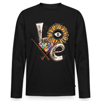 Love Billiard Player - Men's Premium Organic Long Sleeve Shirt - black - Front - Nico (187cm)