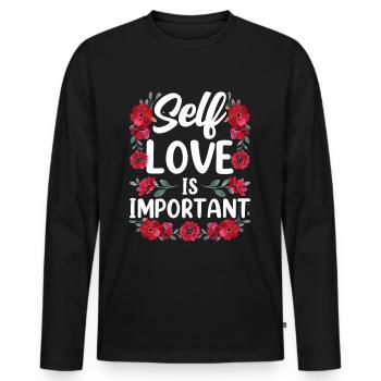Self-love is important Self-love sweet positive - Men's Premium Organic Long Sleeve Shirt - black - Front - Nico (187cm)