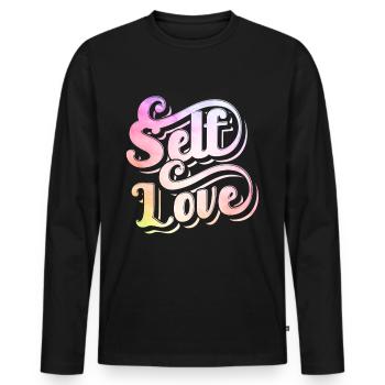 Self-love Self-love Positively Sweet - Men's Premium Organic Long Sleeve Shirt - black - Front - Nico (187cm)