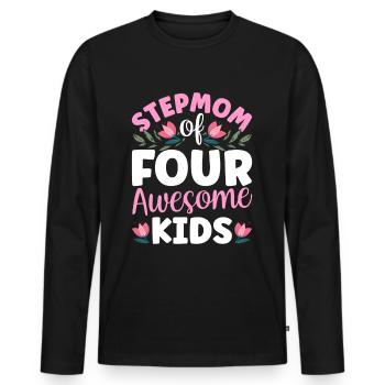 Stepmother of four great children - Men's Premium Organic Long Sleeve Shirt - black - Front - Nico (187cm)