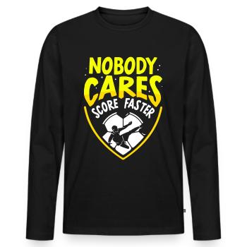 Niemand Kümmert Es Schieß Tore Schneller Fußball - Männer Premium Bio Langarmshirt - Schwarz - Vorne - Nico (187cm)