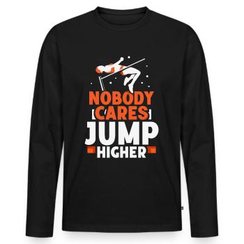 Personne ne s’en soucie Saut plus haut Saut en hauteur - T-shirt manches longues Premium bio Homme - noir - Devant - Nico (187cm)
