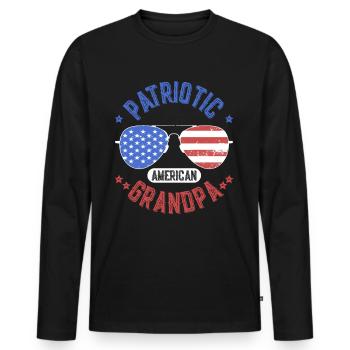 Patriotic American Grandfather Patriot US - Men's Premium Organic Long Sleeve Shirt - black - Front - Nico (187cm)
