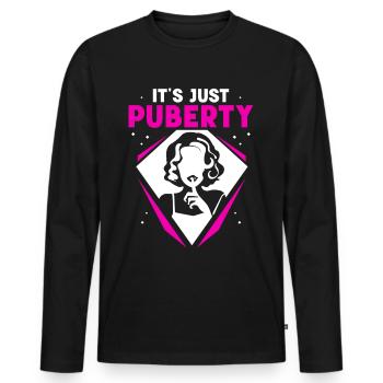 C’est juste la puberté adulte dictons adolescents - T-shirt manches longues Premium bio Homme - noir - Devant - Nico (187cm)