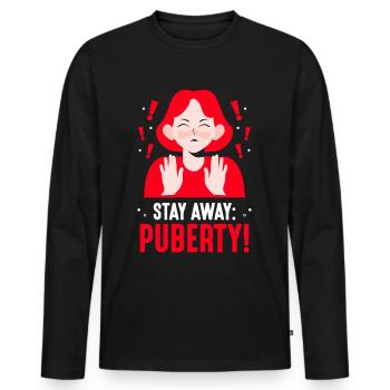 Stay Away: Puberty Teen Adult - Men's Premium Organic Long Sleeve Shirt - black - Front - Nico (187cm)
