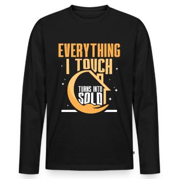 Tout ce que je touche est vendu maisons courtiers - T-shirt manches longues Premium bio Homme - noir - Devant - Nico (187cm)