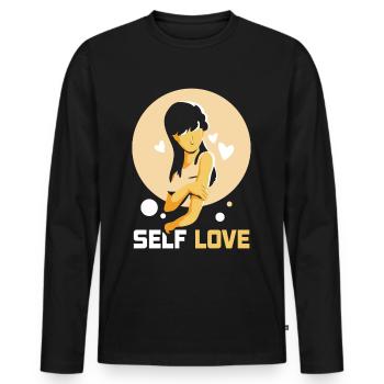 Self-love Self-love Positively Sweet - Men's Premium Organic Long Sleeve Shirt - black - Front - Nico (187cm)