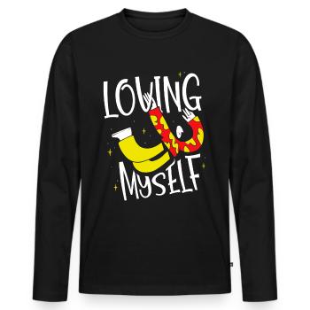 I love myself self-love self-love sweet - Men's Premium Organic Long Sleeve Shirt - black - Front - Nico (187cm)