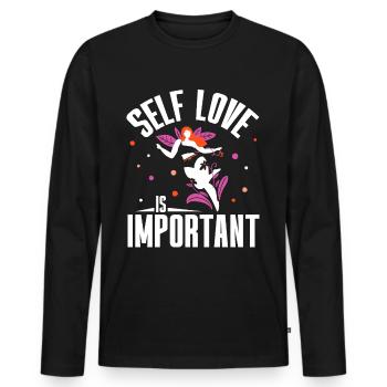 Self-love is important positive Self-love sweet - Men's Premium Organic Long Sleeve Shirt - black - Front - Nico (187cm)