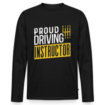 Proud driving instructor driving lesson driving school profession - Men's Premium Organic Long Sleeve Shirt - black - Front - Nico (187cm)