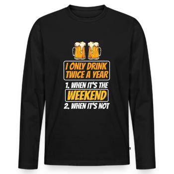 Buvez deux fois le week-end buvez de l’alcool - T-shirt manches longues Premium bio Homme - noir - Devant - Nico (187cm)