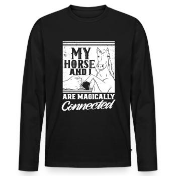 Mon cheval et moi sommes liés par magie à l’équitation - T-shirt manches longues Premium bio Homme - noir - Devant - Nico (187cm)
