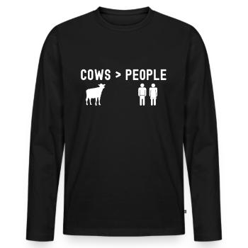 Cows > People Farm Animals Cow Dairy cow - Men's Premium Organic Long Sleeve Shirt - black - Front - Nico (187cm)