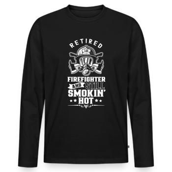 Pompier à la retraite et encore chaud - T-shirt manches longues Premium bio Homme - noir - Devant - Nico (187cm)