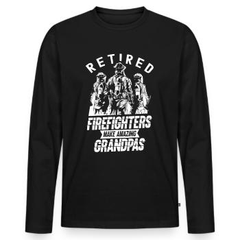 Les pompiers à la retraite sont le grand-père de l’arrière-grand-père - T-shirt manches longues Premium bio Homme - noir - Devant - Nico (187cm)