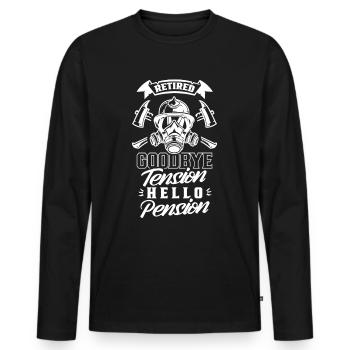 In retirement Goodbye excitement Hello pension pensioner - Men's Premium Organic Long Sleeve Shirt - black - Front - Nico (187cm)