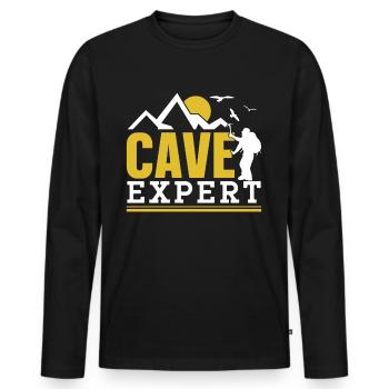 Höhlenforscher Höhlenwandern Caving Höhle Cave - Men's Premium Organic Long Sleeve Shirt - black - Front - Nico (187cm)